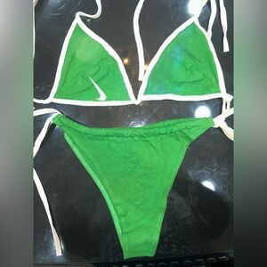 new i.am.Koko upcycled Nike Vibrant Green Bikini one size S, M L cotton swimsuit